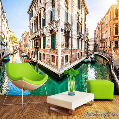 Vlies Fototapete Wandtapete Wandbilder 3D Kanäle von Venedig 4134