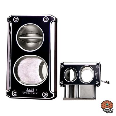 WinJet Zigarrenschneider 3 in 1 (Cutter, Bohrer und V-Schnitt) Edelstahl Schwarz