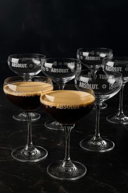 Absolut x KAHLÚA Cocktail-Coupe Gläser – 6er Set – Original Markengläser für Es