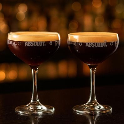 Absolut x KAHLÚA Cocktail-Coupe Gläser – 2er Set – Original Barware für Espress