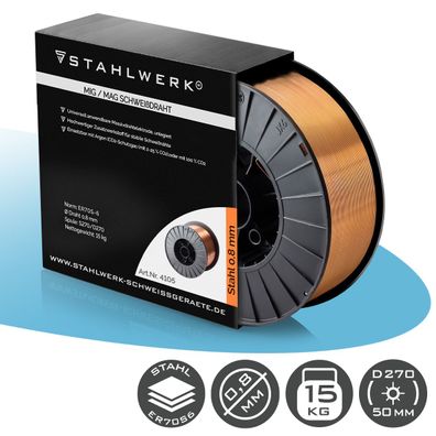 Stahlwerk Schweißdraht MIG MAG Premium Drahtrolle ER70S-6 SG2 0,8 mm 15 kg