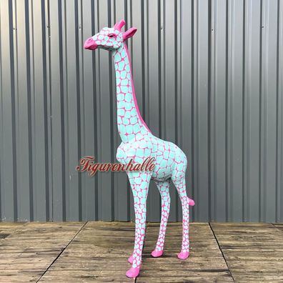 Giraffe Figur Statue Aufstellfigur Deko Design Skulptur Garten Pop Art Up groß türkis