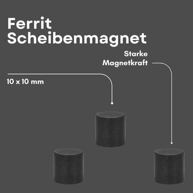 20 Stück Ferrit Scheibenmagnet 10x10mm Y35 Hartferrit axial magnetisiert starke Magne