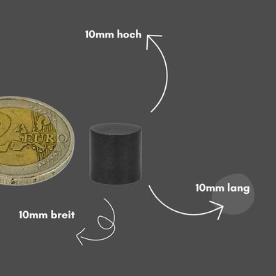 200 Stück Ferrit Scheibenmagnet 10x10mm Y35 Hartferrit axial magnetisiert starke Magn