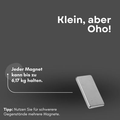 10 Stück Neodym Magnet 20mm x 10mm x 5mm - N42 Supermagnet - Quadermagnete - Hohe Haf