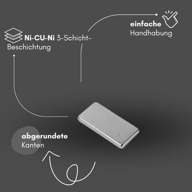 5 Stück Neodym Magnet 20mm x 10mm x 4mm - N42 Supermagnet - Quadermagnete - Hohe Haft