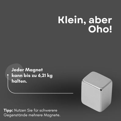 10 Stück Neodym Magnet 10mm x 10mm x 8mm - N42 Supermagnet - Quadermagnete - Hohe Haf