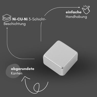 5 Stück Neodym Magnet 10mm x 10mm x 5mm - N42 Supermagnet - Quadermagnete - Hohe Haft