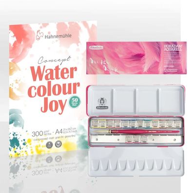Schmincke Horadam Aquarellkasten "Pretty Pink" & Hahnemühle Watercolour Joy A4