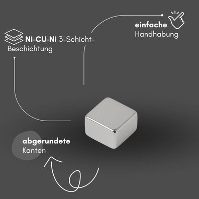 5 Stück Neodym Magnet 5mm x 5mm x 2mm - N42 Supermagnet - Quadermagnete - Hohe Haftkr