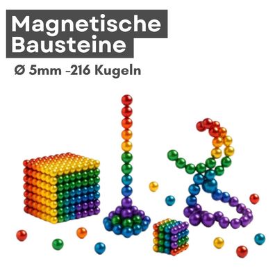 1 Stück Magnetische Bausteine – 216 Kugeln (5?mm) in Regenbogenfarben | Kreatives Ant