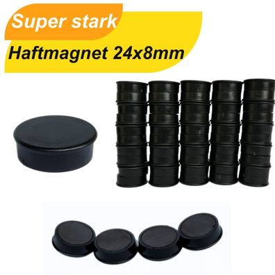 10 Stück Haftmagnet board, Magnete 24x8mm rund, schwarz – Starke Magnete für Büro, Kü