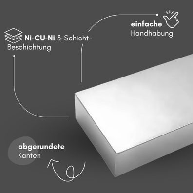 5 Stück Neodym Magnet 60mm x 30mm x 20mm - N38 Supermagnet - Quadermagnete - Hohe Haf