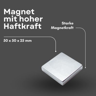 3 Stück Neodym Magnet 50mm x 50mm x 25mm - N38 Supermagnet - Quadermagnete - Hohe Haf