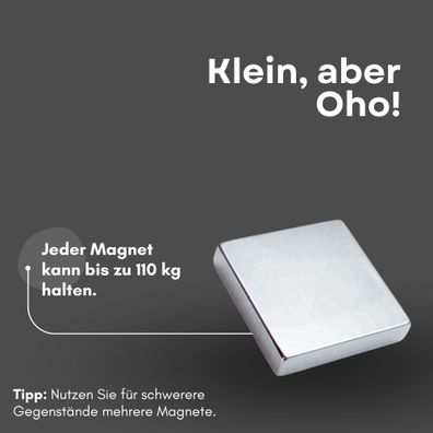 10 Stück Neodym Magnet 50mm x 50mm x 25mm - N38 Supermagnet - Quadermagnete - Hohe Ha