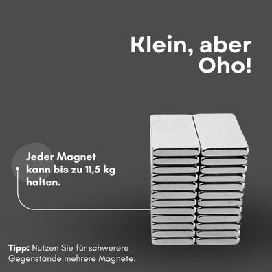 10 Stück Neodym Magnet 40mm x 15mm x 6mm - N38 Supermagnet - Quadermagnete - Hohe Haf