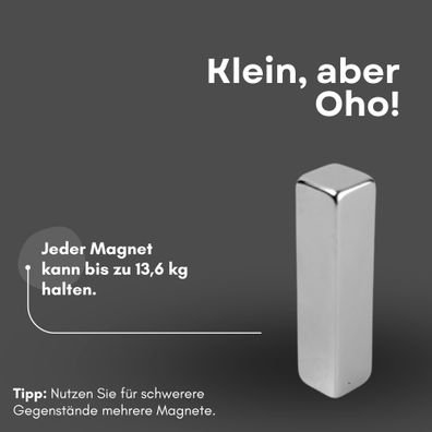 10 Stück Neodym Magnet 40mm x 10mm x 10mm - N38 Supermagnet - Quadermagnete - Hohe Ha