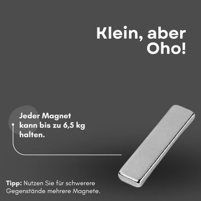 10 Stück Neodym Magnet 40mm x 10mm x 4mm - N38 Supermagnet - Quadermagnete - Hohe Haf