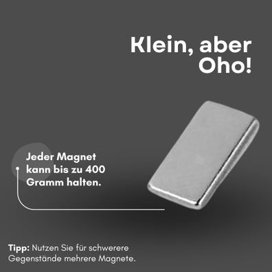 10 Stück Neodym Magnet 10mm x 5mm x 1mm - N38 Supermagnet - Quadermagnete - Hohe Haft