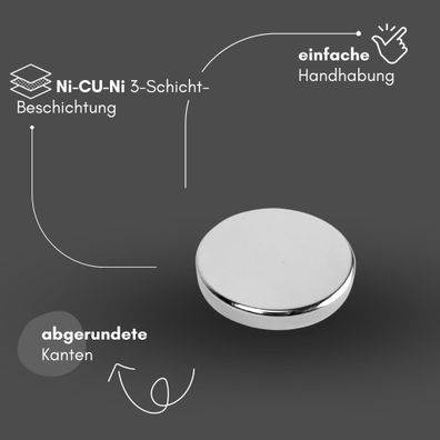 5 Stück Neodym Magnet Ø 30mm x 5mm - Starker Scheibenmagnet - N38 Supermagnet - Hohe