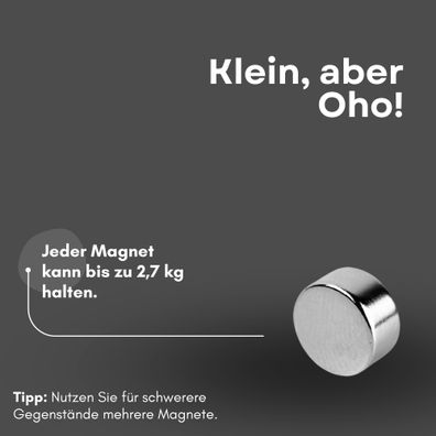 10 Stück Neodym Magnet Ø 10mm x 5mm - Starker Scheibenmagnet - N38 Supermagnet - Hohe
