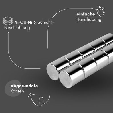 50 Stück Neodym Magnet Ø 8mm x 8mm - Starker Scheibenmagnet - N38 Supermagnet - Hohe