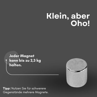 100 Stück Neodym Magnet Ø 8mm x 8mm - Starker Scheibenmagnet - N38 Supermagnet - Hohe