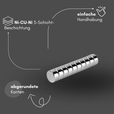 50 Stück Neodym Magnet Ø 6mm x 3mm - Starker Scheibenmagnet - N38 Supermagnet - Hohe