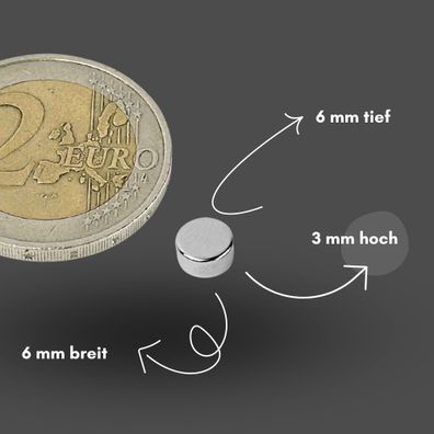 200 Stück Neodym Magnet Ø 6mm x 3mm - Starker Scheibenmagnet - N38 Supermagnet - Hohe
