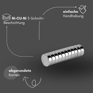 50 Stück Neodym Magnet Ø 6mm x 2mm - Starker Scheibenmagnet - N38 Supermagnet - Hohe