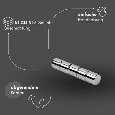 50 Stück Neodym Magnet Ø 5mm x 5mm - Starker Scheibenmagnet - N38 Supermagnet - Hohe