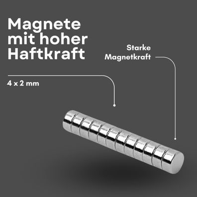 20 Stück Neodym Magnet Ø 4mm x 2mm - Starker Scheibenmagnet - N42 Supermagnet - Hohe