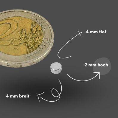 200 Stück Neodym Magnet Ø 4mm x 2mm - Starker Scheibenmagnet - N42 Supermagnet - Hohe