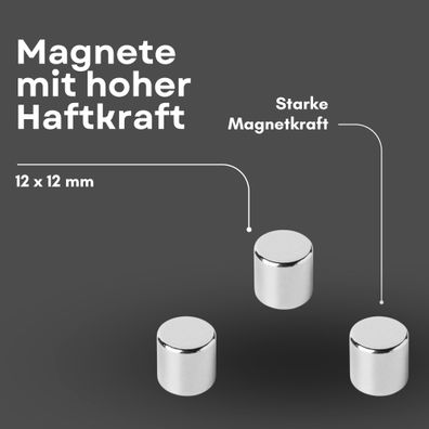 20 Stück Neodym Magnet Ø 12mm x 12mm - Starker Scheibenmagnet - N42 Supermagnet - Hoh