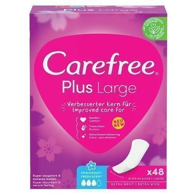 Carefree Plus Große Hygiene-Einlagen, 48 Stück
