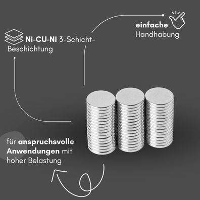 50 Stück Neodym Magnet Ø 8mm x 1mm - Starker Scheibenmagnet - N42 Supermagnet - Hohe