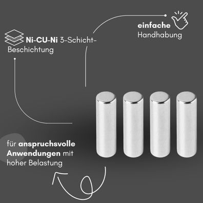 50 Stück Neodym Magnet Ø 6mm x 20mm - Starker Scheibenmagnet - N42 Supermagnet - Hohe