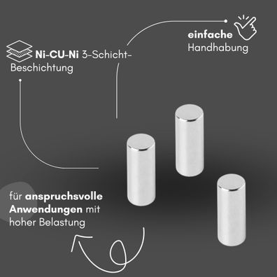 50 Stück Neodym Magnet Ø 4mm x 10mm - Starker Scheibenmagnet - N42 Supermagnet - Hohe
