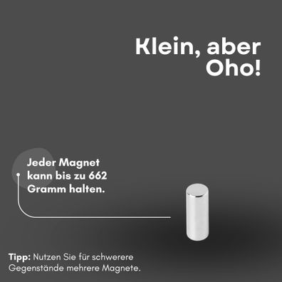 100 Stück Neodym Magnet Ø 4mm x 10mm - Starker Scheibenmagnet - N42 Supermagnet - Hoh