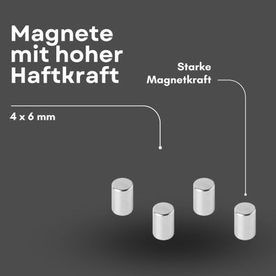 20 Stück Neodym Magnet Ø 4mm x 6mm - Starker Scheibenmagnet - N42 Supermagnet - Hohe