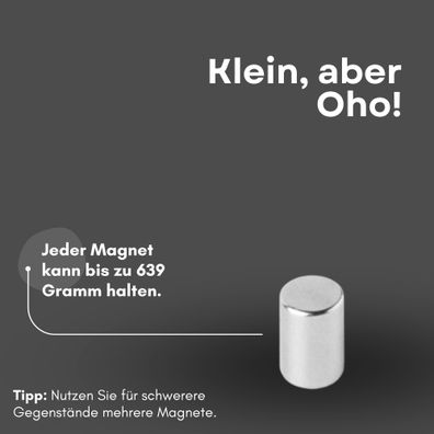 100 Stück Neodym Magnet Ø 4mm x 6mm - Starker Scheibenmagnet - N42 Supermagnet - Hohe