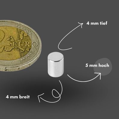200 Stück Neodym Magnet Ø 4mm x 5mm - Starker Scheibenmagnet - N42 Supermagnet - Hohe