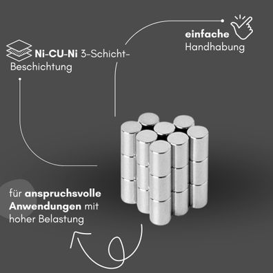 50 Stück Neodym Magnet Ø 3mm x 4mm - Starke Scheibenmagnete N42 Supermagnet - Hohe Ha