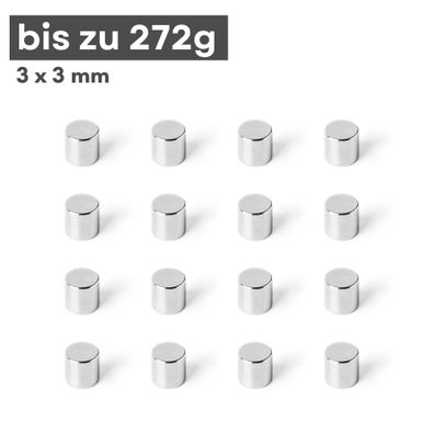 10 Stück Neodym Magnet Ø 3mm x 3mm - Starker Scheibenmagnet - N42 Supermagnet - Hohe