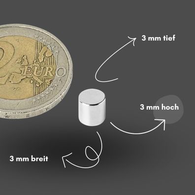 200 Stück Neodym Magnet Ø 3mm x 3mm - Starker Scheibenmagnet - N42 Supermagnet - Hohe