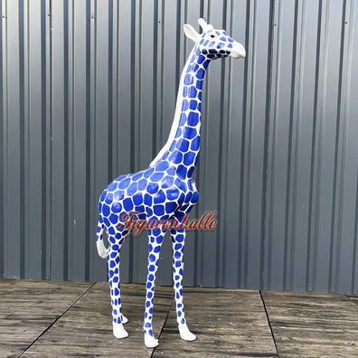 Giraffe Figur Statue Aufstellfigur Deko Design Skulptur Garten Pop Art Up groß blau