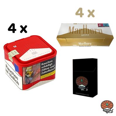 Marlboro Red/Rot Tabak 4x 70g M Dose + Marlboro Gold Filterhülsen + Zubehör