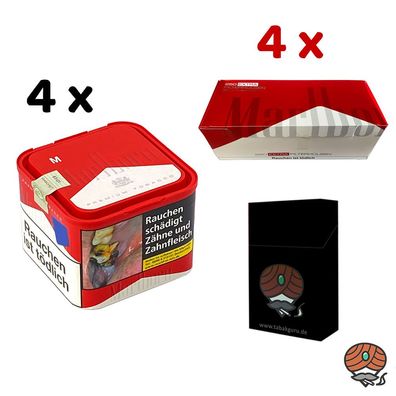 Marlboro Red/Rot Tabak 4x 70g M Dose, 4x Marlboro Rot Extra Filterhülsen Zubehör