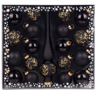 Kugelsortiment mit Spitze 19 Stk Ebony Black Inge-Glas