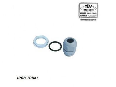 PG16 Kabelverschraubung 10-14mm IP68 10bar Grau